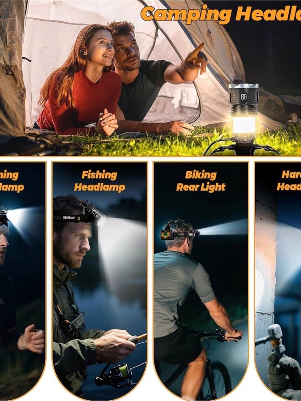Bright Portable Camping Lantern with Headlamp Function